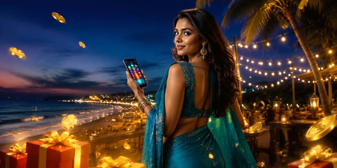 Traditional Indian lottery player celebrating win with family in festive saree